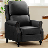 30.7" W Mid-Century Modern Recliner Chair in Faux Leather with Footrest by Red Barrel Studio