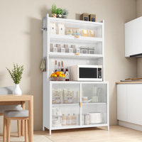 73" H Kitchen Pantry Cabinet With Pegboard And Hooks