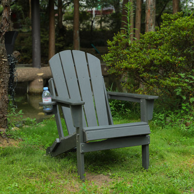Weather-resistant Hdpe Adirondack Chair With Dual Cup Holder For Relaxing Outdoors by Ebern Designs
