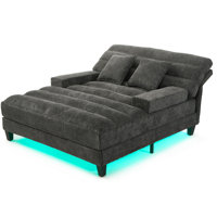 Adjustable Led-enhanced Chenille Modern Lounge Sofa For Living Room Comfort & Style by Orren Ellis