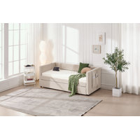 Twin Size Upholstered Daybed with Trundle by Everly Quinn
