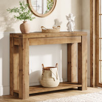 Solid Wood Narrow Console Table With 2-tier Storage, Entryway Table For Hallway Or Behind Sofa by Millwood Pines