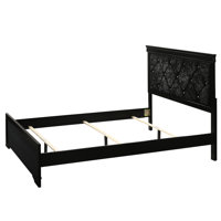 King Size Panel Bed With Upholstered Headboard And Fascinating Button Tufting, Black Finish Establishment Feature Dazzling Made Of Strong Wood