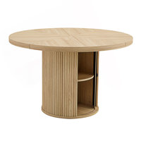 Round Dining Table With Double-Layer Storage Design by Latitude Run