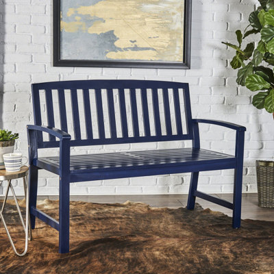 Wood Bench In Dark Gray Finish, 48.25"w X 35.75"h, Rustic Backyard Seat 44.49" Width, Modern Design by Red Barrel Studio