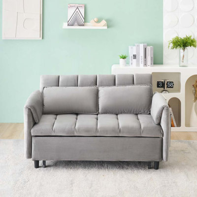Modern Sofa, Small Love Seat, Casual Sofa With Back, 3 In 1 Convertible Sleep Sofa Bed, Comfy Couch by Wrought Studio