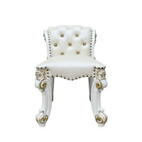 Synthetic Leather & Antique Pearl Finish Vanity Stool by Bloomsbury Market