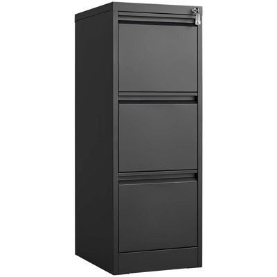 3 Drawer File Cabinet With Lock Metal Vertical File Storage Cabinet Office Home Vertical File Cabinet For A4 Legal/Letter Size Narrow File Cabinet Loc by Ebern Designs