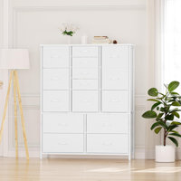 Tall Dresser with 15 Fabric Drawers, Chest of Drawers with Wood Top and Metal Frame, Storage Organizer for Bedroom, Living Room, Hallway, Entryway by Ebern Designs