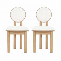 Boucle Fabric Dining Chair with wooden frame by Brayden Studio