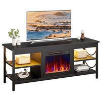 55 Inch Electric Fireplace TV Stand Fit For Tvs Up To 65 Inch Gaming Entertainment Center With Open Storage Shelves
