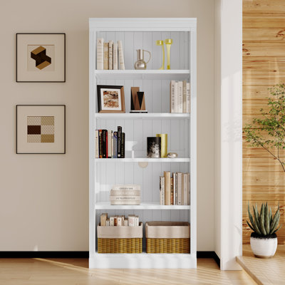 83.4" Tall Wood Bookcase,5-Tier Home Decor Bookshelves with Adjustable Storage Shelves