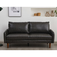Modern Faux Leather Sofa – 3-Seater Upholstered Couch And Solid Wood Frame by Ebern Designs