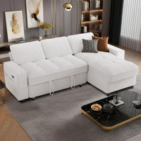 78-Inch L-Shaped Sleeper Sofa With Chaise, Chenille Fabric, Adjustable Backrest (90°-180°), Storage Pockets & Hidden Storage, Usb And Type-C Charging by Ebern Designs