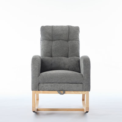 Modern Accent Rocking Chair Rocking Chair with Solid Wood Legs, adjustable Footrest,Comfy Armchair with Side Pocket, Living Room Lounge Arm Chair with by Latitude Run