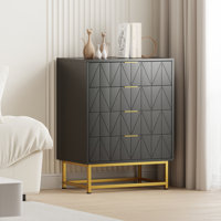 Modern 4-Drawer Dresser, Storage Chest with Metal Handles by Mercer41