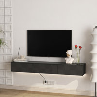 Floating TV Stand Wall Mounted with 16 Color LEDs,67" Modern TV Stand, Floating TV Cabinet Entertainment Center for 55 60 65 Inch TV by Ivy Bronx
