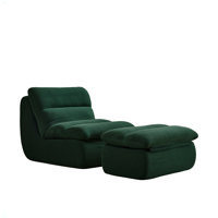 Modern Compressed Lounge Chair With Ottoman, Cozy Corduroy Recliner For Small Spaces, Living Room, Or Bedroom by Winston Porter