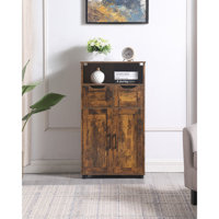 Adjustable Storage Rustic Brown Cabinet For Home And Office, Particle Board Versatility