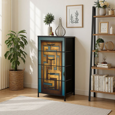 4 Drawer Vertical Storage Dresser Mid Century Modern Front Door with Fabric Pull Drawers by George Oliver