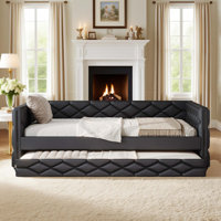 Daybed With Trundle, Upholstered Sleeper Sofa With Led Lights And Wheels For Bedroom, Living Room Or Office by Mercer41
