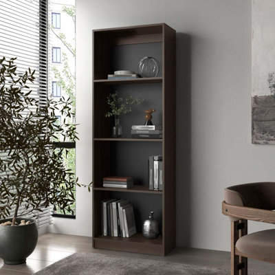 Natural Oak And 4-Shelf Flat Bookcase With Open Storage