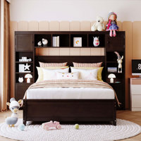 Versatile Wooden Bed Frame with Integrated Cabinet and Drawers, Offering Ample Storage and Stylish Bedroom Enhancement by Canora Grey