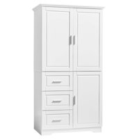 Tall and Wide Storage Cabinet with Doors and Three Drawers, Ideal for Bathroom or Office Organization and Storage by Latitude Run