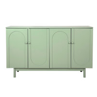 Stylish 4-door Intaglio Storage Unit With , , Solid Wood Pulls, Mint For Home Entertainment Chic Cabinet Adjustable Shelf, Office And by Latitude Run