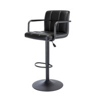 Pu Leather Square Bar Stools, Adjustable Swivel Barstools With Back And Arms by George Oliver