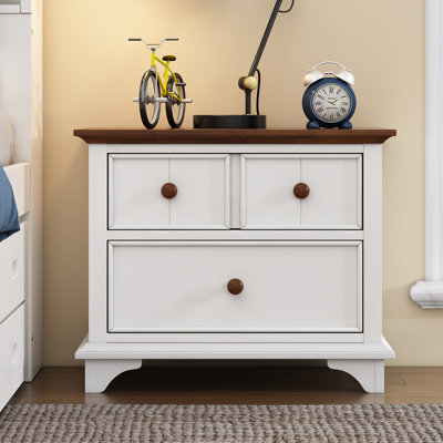 Wooden Captain Two-Drawer Nightstand Kids Night Stand End Side Table For Bedroom, Living Room, Kids