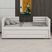 Upholstered Daybed With Trundle And 3 Storage Drawers