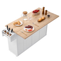 60in Kitchen Island Cart Rolling Storage Cabinet Table with Drawer Drop Leaf by Ophelia & Co.