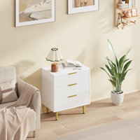 Modern Fluted Drawer Dresser, Wood Chest of Drawers with Metal Handles & Legs, Storage Organizer by Mercer41