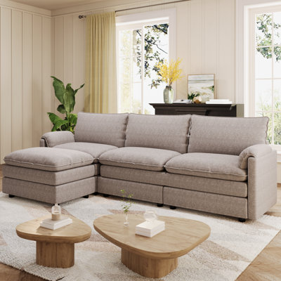 100.4" L-Shaped Chenille Sectional Sofa With Reversible Ottoman And Storage by Latitude Run