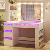 Vanity Desk With Lighted Mirror by Wrought Studio