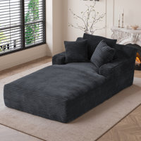 78" D Oversized Corduroy Chaise Lounge Chair, Upholstered Sleeper Sofa Bed by Mercer41