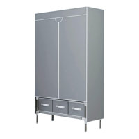 Portable Wardrobe With Roller Shutter Rod And 3 Drawer Boxes, Non-woven Fabric by Latitude Run