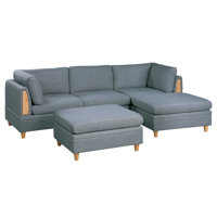 Living Room Furniture Ottoman Dorris Fabric 1pc Cushion ottomans Wooden Legs by Latitude Run