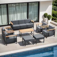 Coan 7-9 Person Outdoor Patio Modern Metal Family Conversation Set With 4 Armchairs