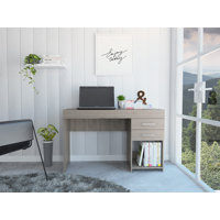 Berkeley 1-Shelf 2-Drawer Computer Desk Light Grey by Latitude Run