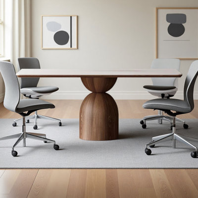 Modern Rectangular Stone Slab Conference Table by Latitude Run
