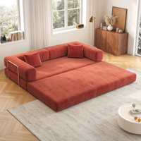 Living Room Couple 2-Person Sofa,Convertible Sleeper Sofa Bed With 2 Pillows, Corduroy Couch Removable And Washable Sofa , Floor Sofa Lounge Couch For