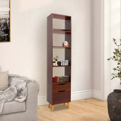 Standing Storage Shelf Freestanding Storage Rack Tall Open Bookshelf With Drawer And 4 Open Shelves For Home Office