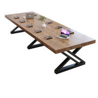Modern Walnut Rectangular Conference Table, Solid Wood Top Modular Seminar Table by Latitude Run