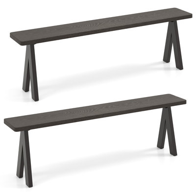 3-Person Outdoor Bench Set of 2 w/ 800 LBS Bearing Capacity for Garden by Latitude Run