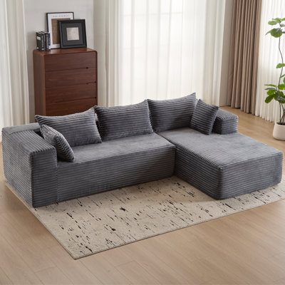 107" Modular Sectional Couch With L-Shape Chaise,Boneless Sofa For Living Room,Modern Cloud Couch With Deep Seat,No Assembly Required,Loveset,Black(Le by Ebern Designs