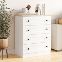 4 Drawer Dresser, White Dresser Modern Storage Chest Of Drawers, Farmhouse Storage Cabinet Organizer With 4 Drawers For Living Room, Entryway, Hallway by Gracie Oaks