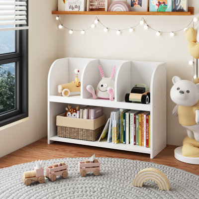 Kids Bookcase with 4 Compartments, Storage Book Shelf, Storage Display, Rack,Toy Organizer for Children