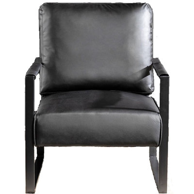 Classic Mid Century Modern Accent Chair With Durable Square Metal Frame, Armchair For Living Room, Bedroom, Home Office In Spotted Upholstery -PU Leat by George Oliver